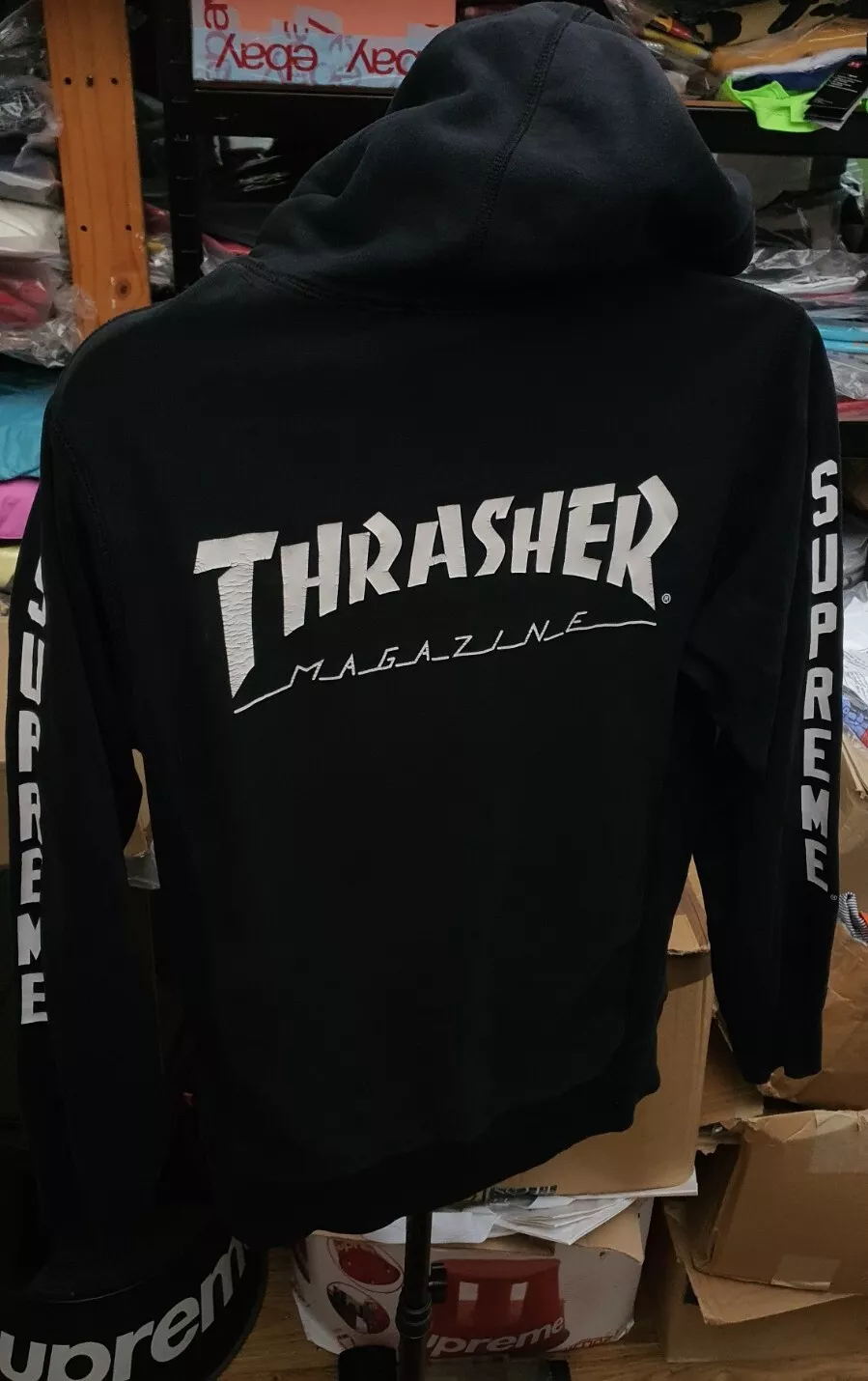 Sweat à capuche SS11 Supreme x Thrasher M noir moyen vintage 2011