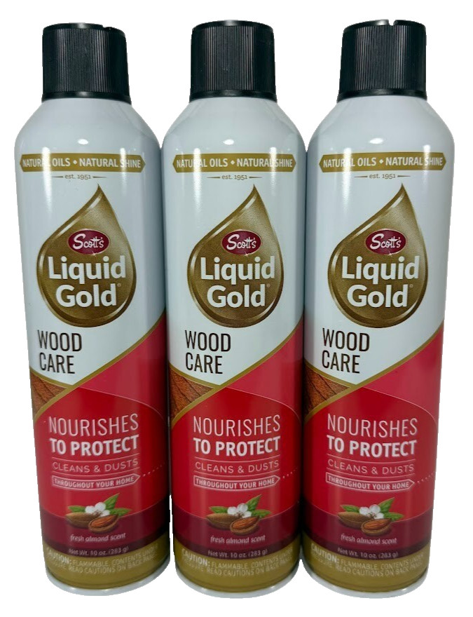 3X Scott's Liquid Gold Wood Care Furniture Polish & Cleaner Almond Scent 10 Oz