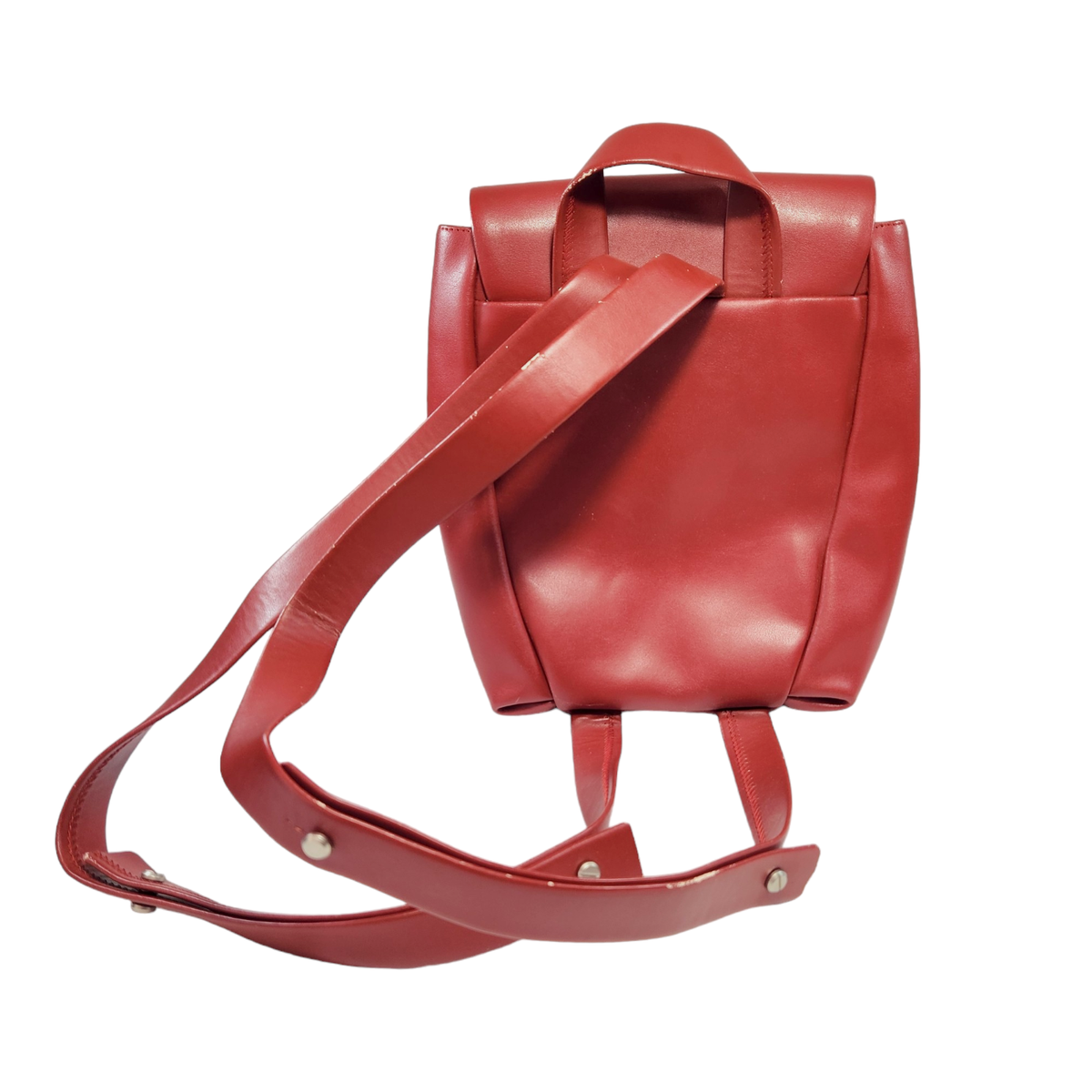 Vintage Mandarina Duck Red Leather Mini Backpack Purse Bag  display picture 3