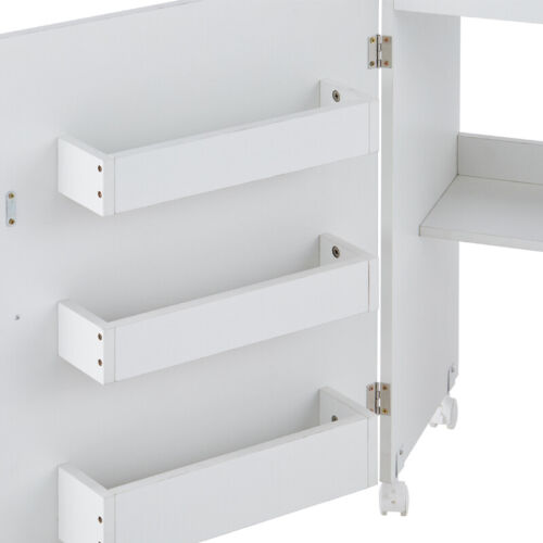 Folding Sewing Table, 2-in-1 Rolling Craft Table with Storage Shelves - Picture 12 of 13