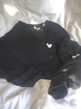 H M DISNEY Divided basic Black Mickey Mouse Small women's Sweatshirt Sweater