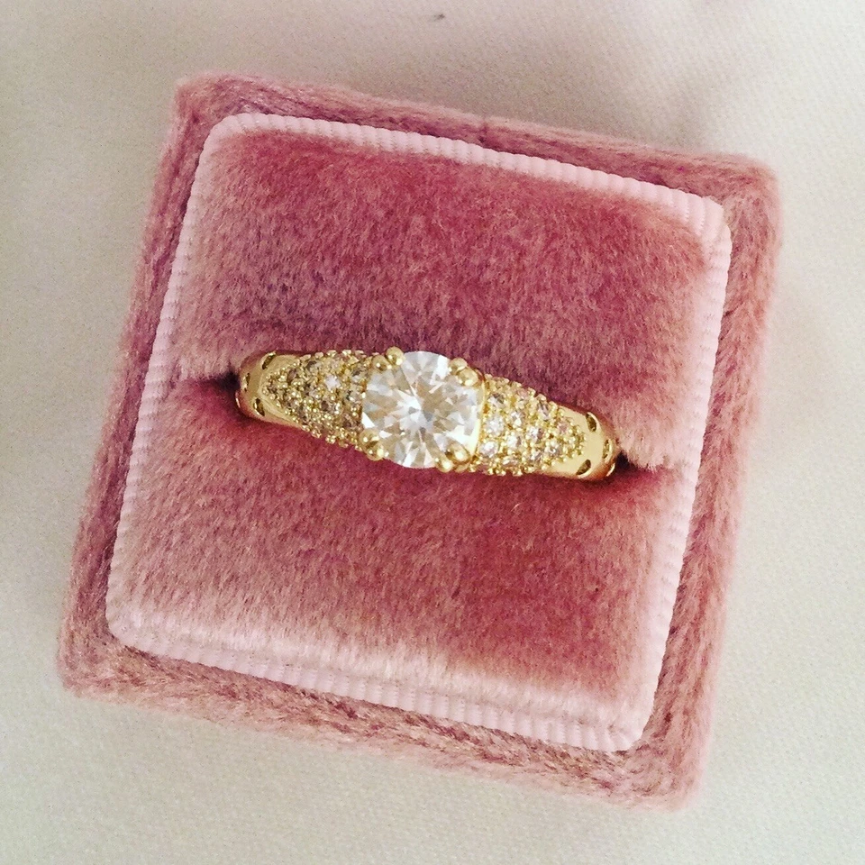 Joyería Vintage Anillo Oro Amarillo con Diamante Redondo Joyería Antigua Deco Talla 9 Foto 4 de 4