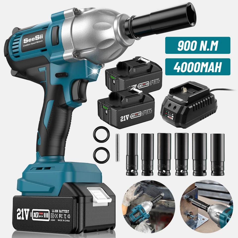 Cordless Electric Impact Wrench 1/2 in 900N.m Brushless 665Ft-lbs Torque 3300RPM - Image 2 of 4