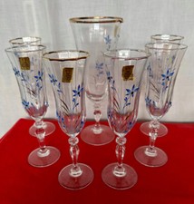 Set 7 pcs 6 glasses and 1 jug gold edge
