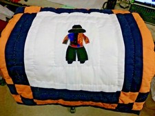 RARE Native American Patchwork Baby Indian Boy Quilt Crib Blanket HandMad Orange