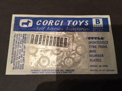 C1960 CORGI TOYS ZUBEHÖRPAKET B Nr1461 UNGEÖFFNETE VERPACKUNG