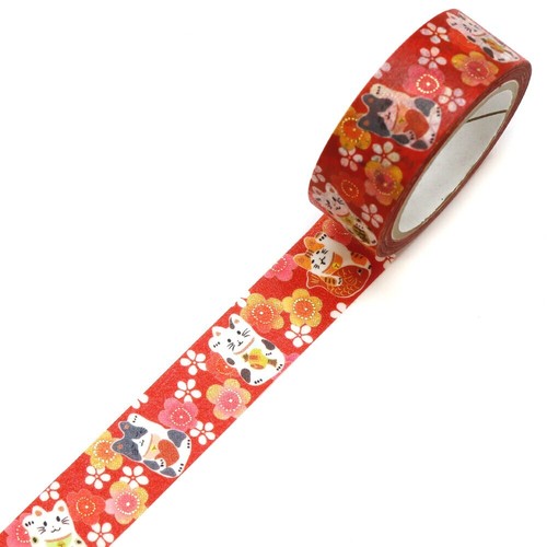 Kimono Beauty - Lucky Cat and Plum washi tape/floral masking tape/planner/journa - Picture 3 of 3