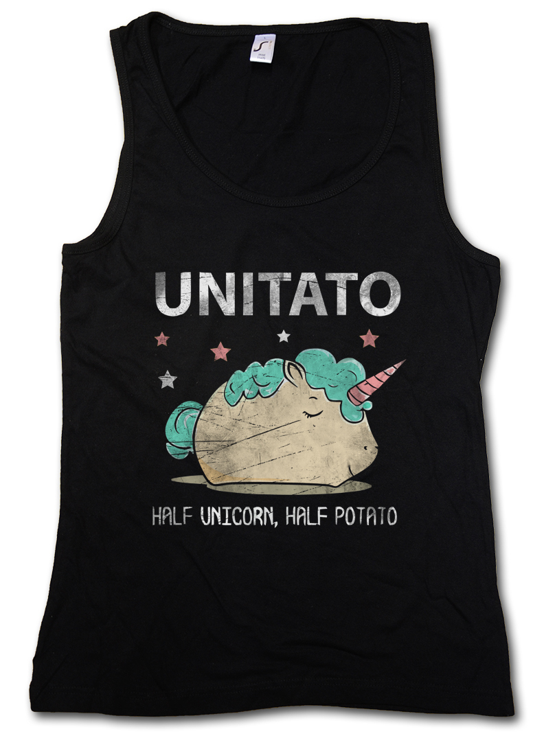UNITATO WOMAN TANK TOP Unicorn Potato Rainbow Fun Comedy Fairy Horse Rainbow