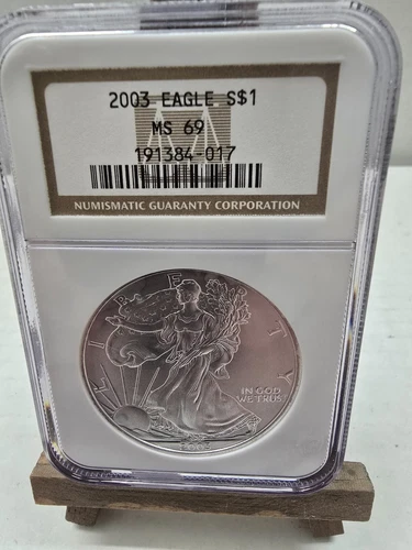 2003 MS 69 American Silver Eagle 1 OZ NGC Graded Certified Authentic Slab 017
