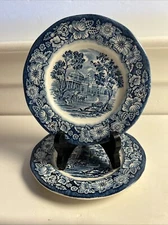 Set 2 6” Liberty Blue Monticello Bread & Butter Dessert Fruit Plate Made England
