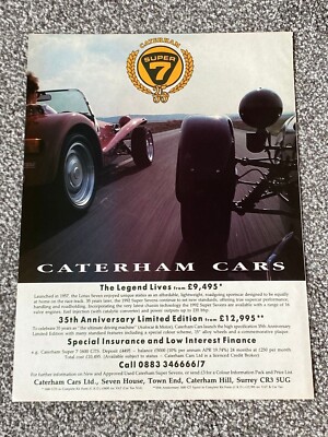 Vintage 1992 Magazin Werbung Bild Caterham Super 7 35th Anniversary Autoanzeige