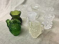 Collection of 8 Vintage Different Glass Toothpick Holders