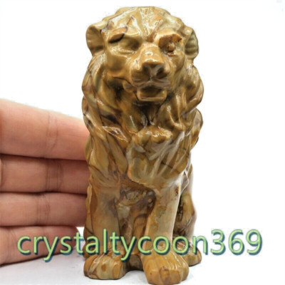 4'' Natural Mookaite Lion Skull Carving Quartz Crystal Skull Animal statue 1pc