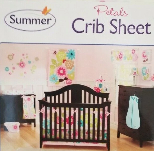 Hermosa sábana ajustable para cuna de verano con pétalos nueva en paquete Foto 2 de 4