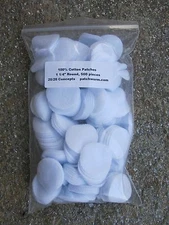 100% Cotton Patches (500 pc, 1-1/4" round) for PatchWorm Cleaning Kit and others