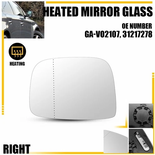 Passenger Right Side Exterior Side Mirror Glass Heated for Volvo XC60 2010-2017