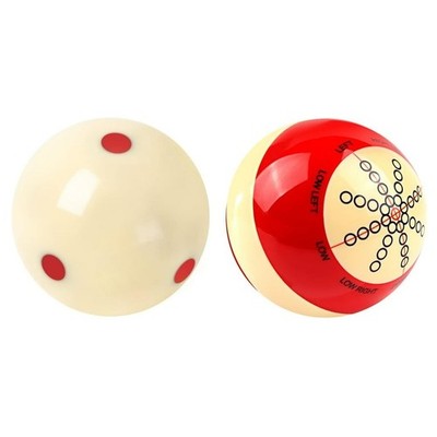 2-Piece Pool Training Ball Set   Cue Ball with Red Dots & Alignment Line Practic