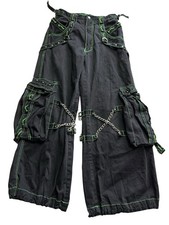 VINTAGE TRIPP NYC BLACK LIME RAVER PANTS CHAINS Xtra Small XS Y2K 2000s