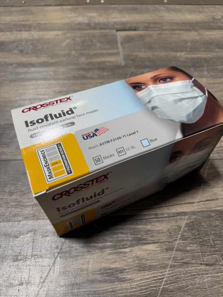 Crosstex ASTM Level 1 3-Ply Earloop Face Masks Case 2000 Ct (4 Cartons ...