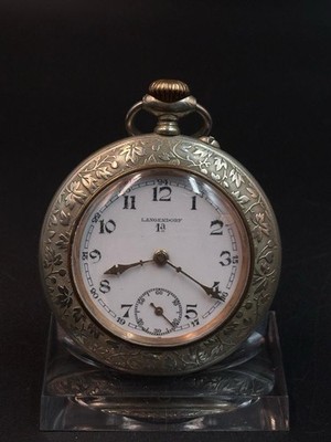 Antike Langendorf 1A Taschenuhr Zylinderwerk 6 Rubis Floral läuft Vintage