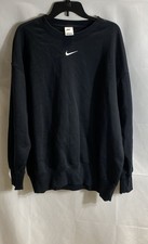 Nike Women's Club Fleece Crewneck Sweatshirt Black Swoosh Logo NWT Size L