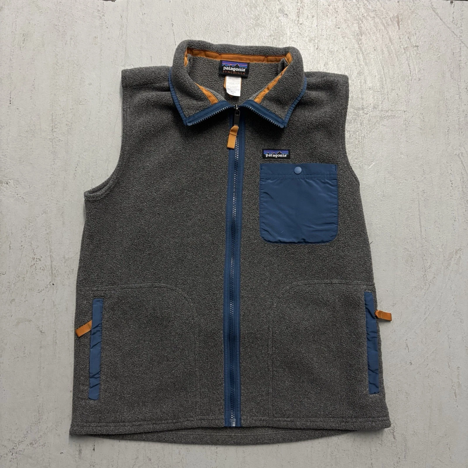 Vintage 90s Patagonia Synchilla Sleeveless Fleece Pocket Full Zip Outdoors Vest
