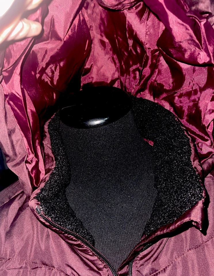 Women's Chevron Quilted Puffer Jacket w/ Hood Big Chill SIZE 1x Plum Color NWT - Image 4 of 4