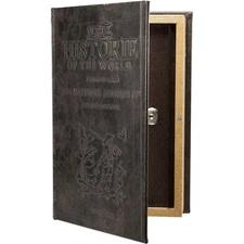 0.06 Cu. Ft. Steel Antique Book Lock Box Safe with Key Lock