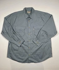 Woolrich Shirt Mens Large Blue Gray Long Sleeve Button Front Outdoor Casual