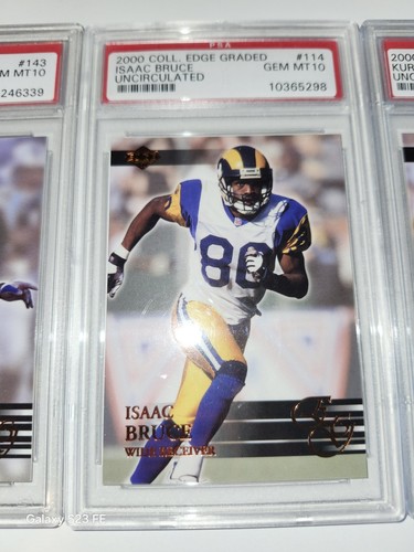 PSA 10 Gem Lot Of 3! Marshall Faulk Kurt Warner Issac Bruce St. Louis Rams GSOT! - Picture 3 of 8