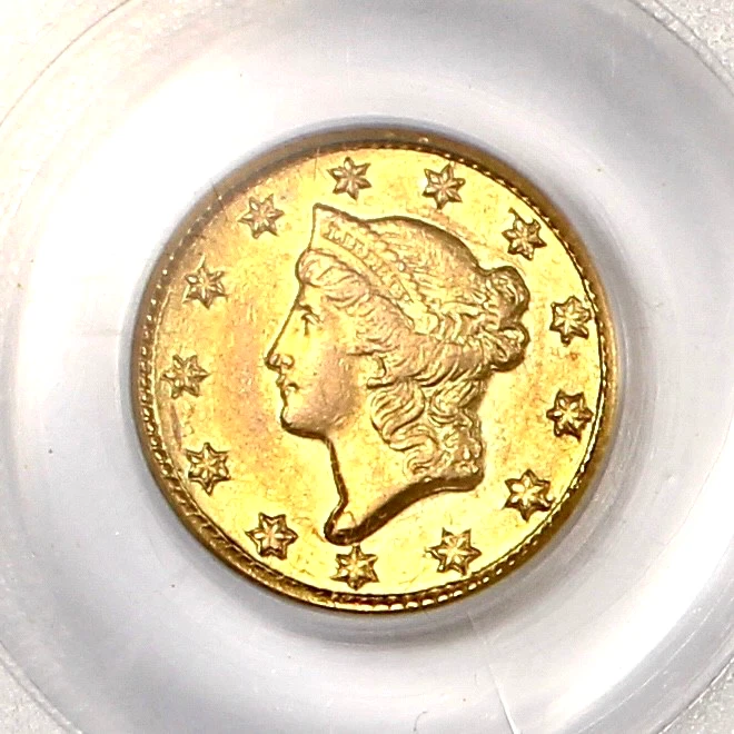 1849-D $1 Liberty Head Gold Dollar Certified PCGS AU55-Southern Branch Mint Gold