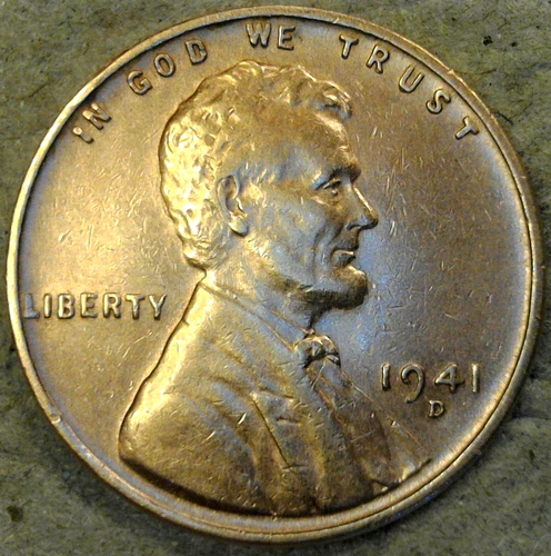 1941 D American Cent Circulated Brown Lincoln Wheat Denver Mint Penny