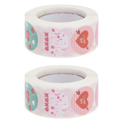  2 Rolls Süße Sticker Herzen Aufkleber Liebesaufkleber Etikettenaufkleber