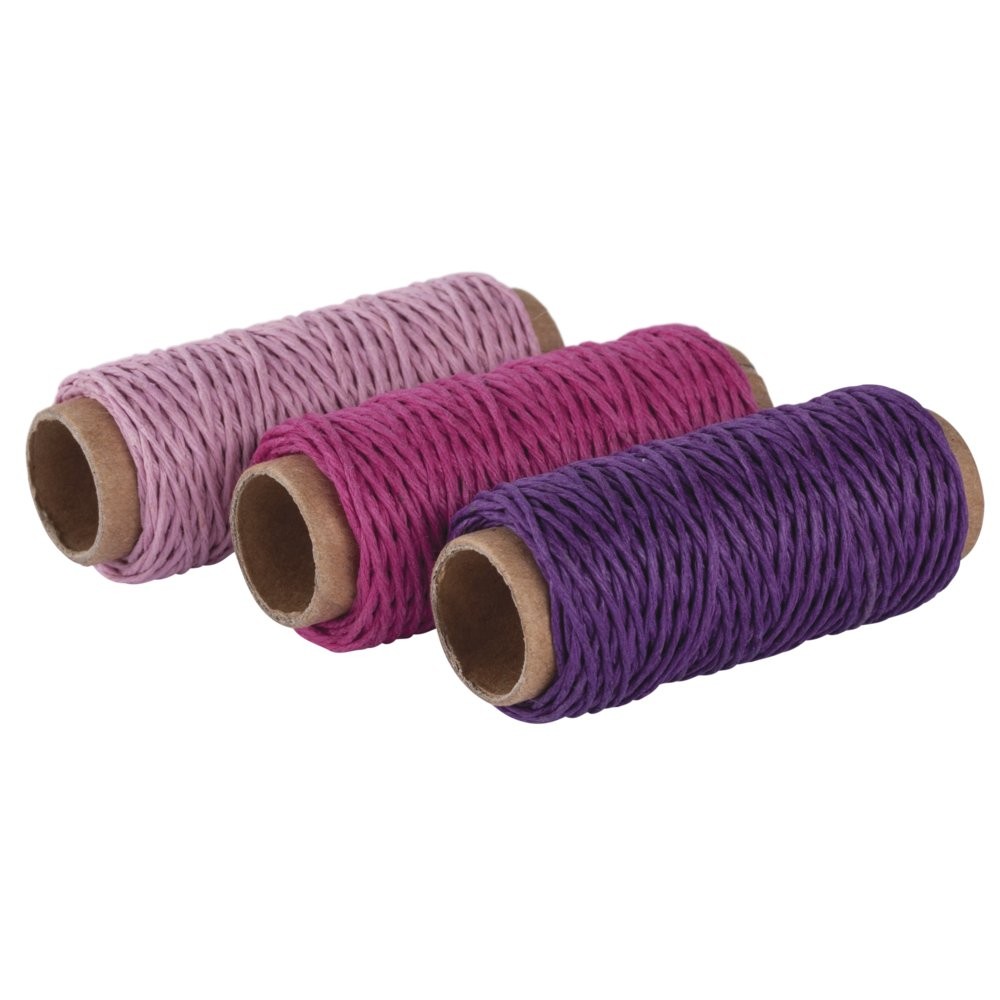 Rayher Hobby Rayher 53927000 Hanfkordel-Set, 1mm ø, Hanf, rosa,pink,lila, 3 Farb