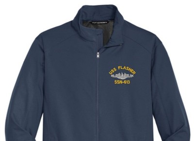 USS FLASHER SSN-613 Soft Shell Jacket.  New.  U.S. Navy. DOLPHINS