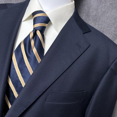Stan Ahuja Blazer 42R Blue Loro Piana Italian Four Seasons 120s Wool Bespoke