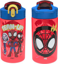Zak Designs Marvel Spider-Man Kids Water Bottle with Spout Cover and Carrying Lo