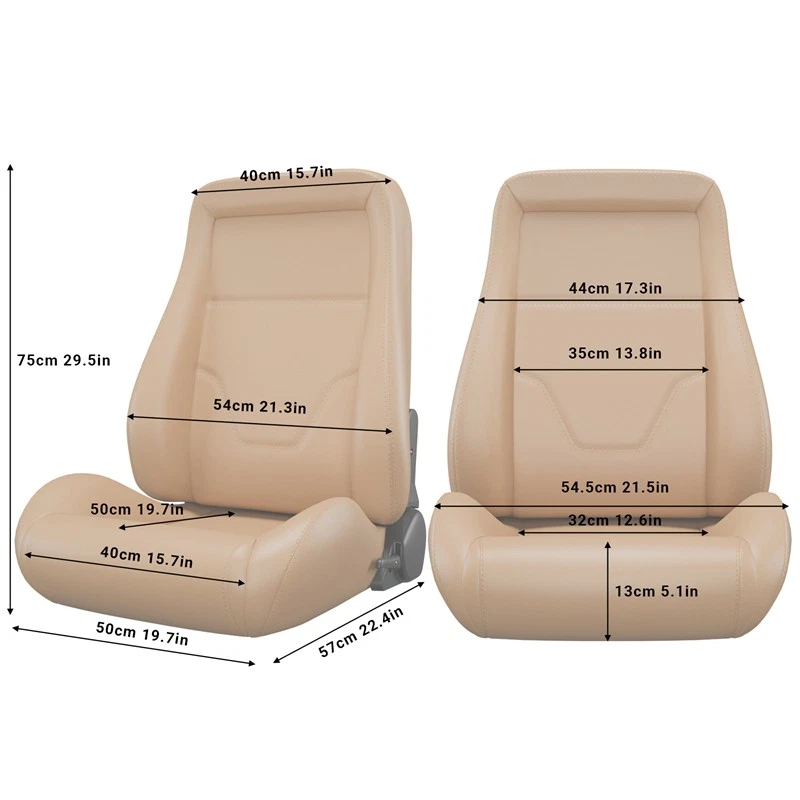 2x Asientos de carreras con canastilla de cuero PVC reclinables con deslizador para auto clásico Chevy Foto 2 de 4