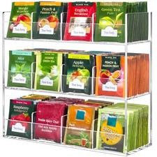Acrylic Tea Bag Organizer for 216 Tea Packets, No Assembly 12 Compartments
