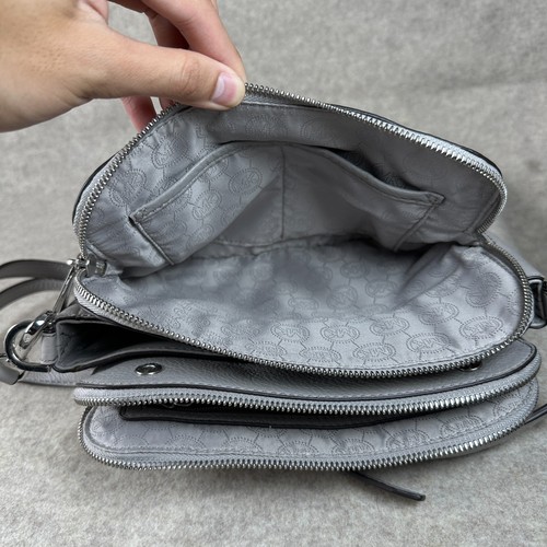 Michael Kors Crossbody Bag Gray Saffiano Leather Jet Set East West Purse Silver - Picture 11 of 17