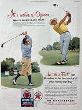 1951 Texaco Motor Oil golfers Sam Sneed Walter Hagen Havoline Vintage Print Ad