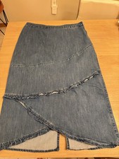 Vintage y2k Christopher Banks Denim Ruffled Midi Skirt