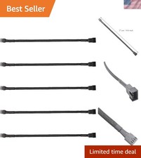 5 Pack 10.6  4-Pin PWM Fan Splitter Cable for PC Cooling - Black Braided Design