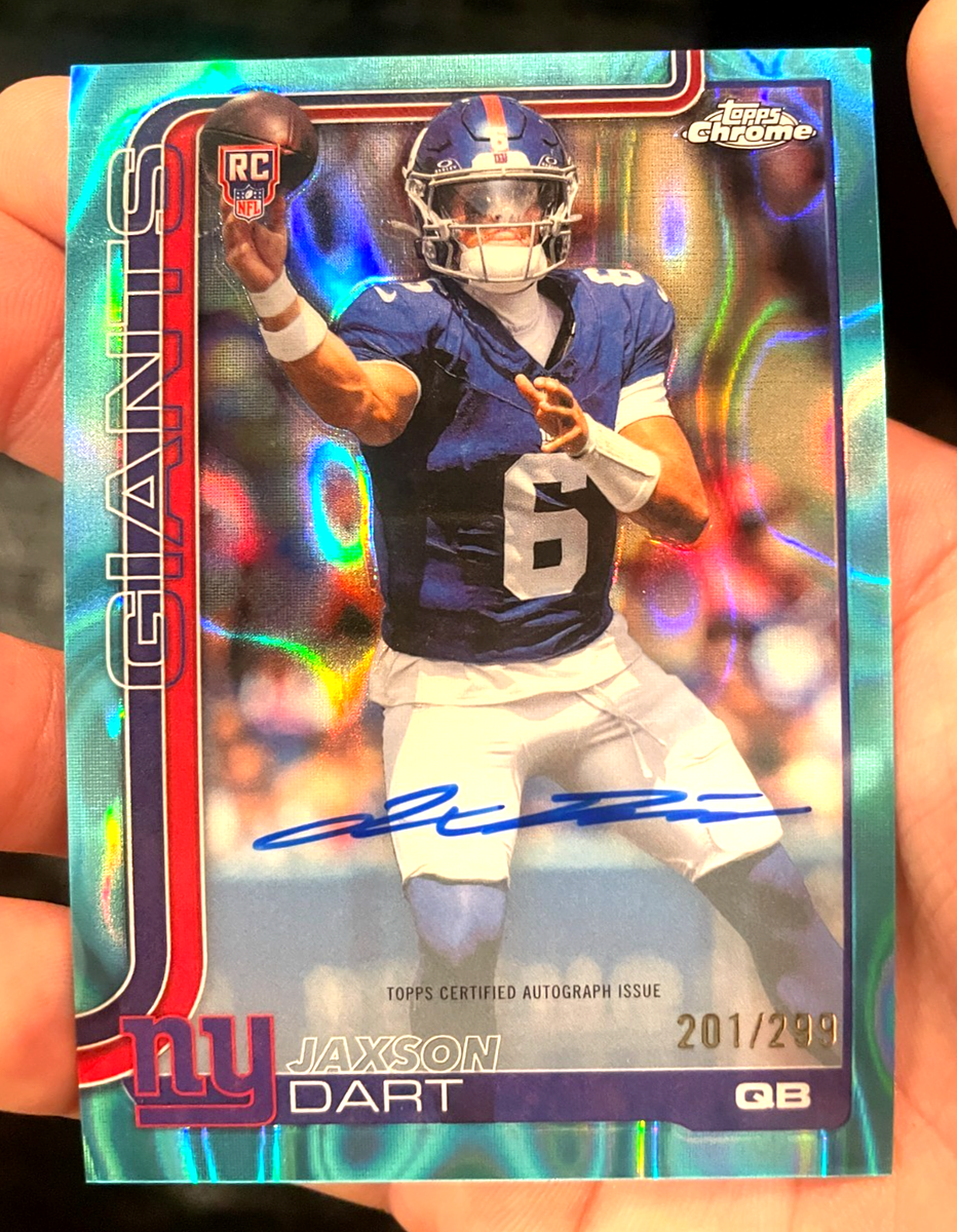 2025 Topps Chrome Jaxson Dart RC On Card Auto Teal Wave Refractor