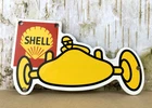 VINTAGE SHELL CAR RACING MOTOR OIL CAN GASOLINE GAS PUMP STATION PORCELAIN SIGN