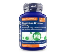 Zipvit Magnesium Glycinate 2000mg + Vitamin B6 – 120 Veg Capsules 0.05 per thousand milligrams