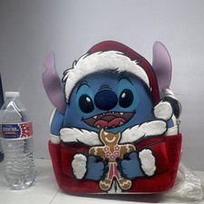 Disney Stitch Holiday Gingerbread Mini Backpack Bag, Red Blue White