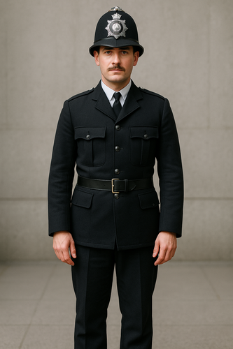 Erwachsene schwarz englisch Bobby Polizei Helm britischer Polizist Hut Kostüm Zubehör - Bild 5 von 9