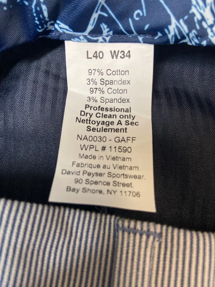 NOVA CALÇA SOCIAL NÁUTICA masculina azul ALGODÃO SEERSUCKER Business 34Wx32L - Imagem 4 de 4