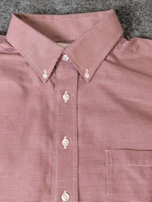 Roundtree &Yorke Gold Label Non Iron EZ Wash Oxford Shirt Maroon Mens 17/35 EUC